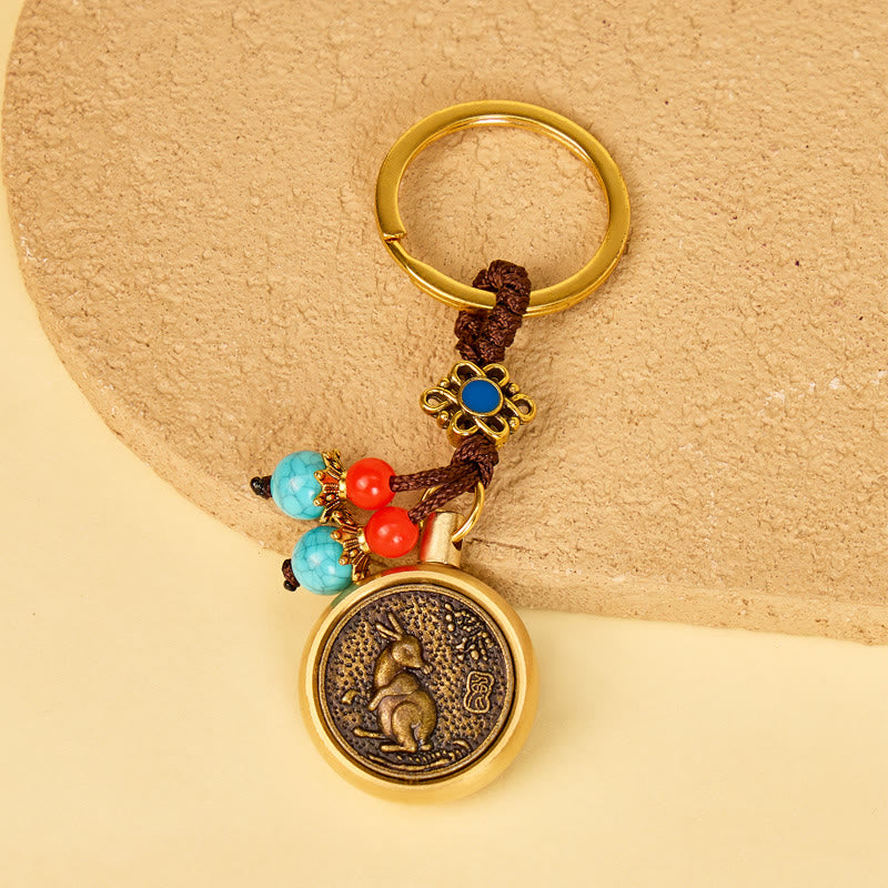 FuAttract Protection & Wealth Brass Chinese Zodiac Car Keychain - Rabbit - image 3