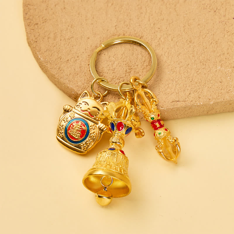 FuAttract Luck Protection & Prosperity Maneki Neko Bell Keychain - Maneki Neko - image 0