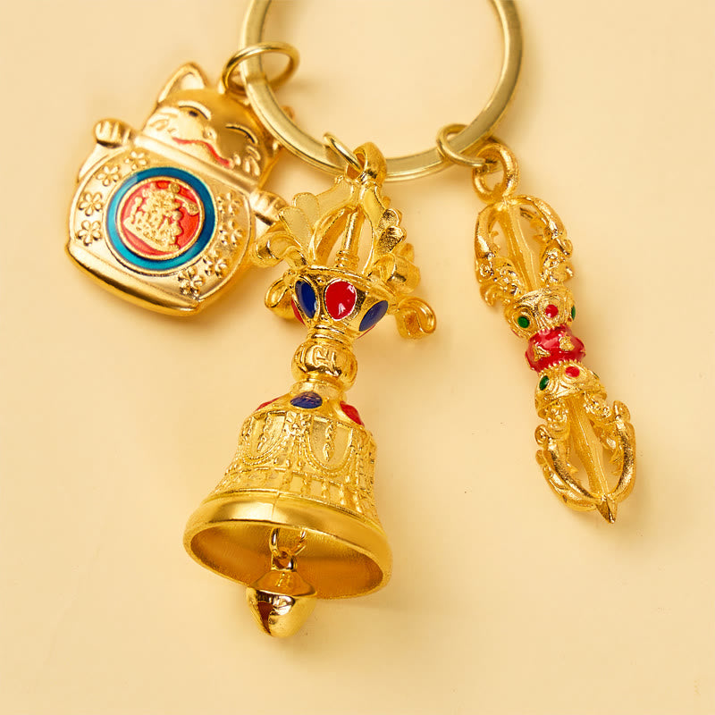 FuAttract Luck Protection & Prosperity Maneki Neko Bell Keychain - image 1