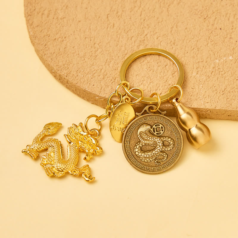 FuAttract Luck Protection & Prosperity Brass Chinese Zodiac Round Plaque Keychain - Snake - image 14