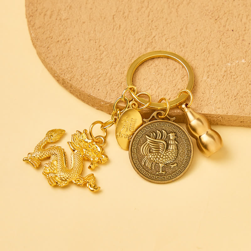 FuAttract Luck Protection & Prosperity Brass Chinese Zodiac Round Plaque Keychain - Rooster - image 20