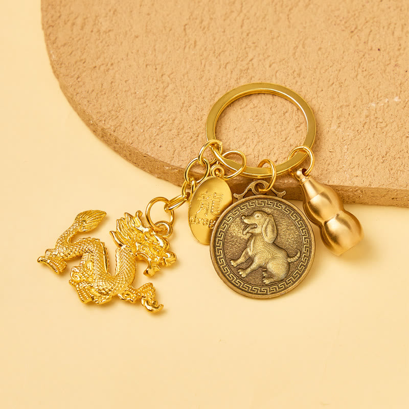 FuAttract Luck Protection & Prosperity Brass Chinese Zodiac Round Plaque Keychain - Dog - image 22