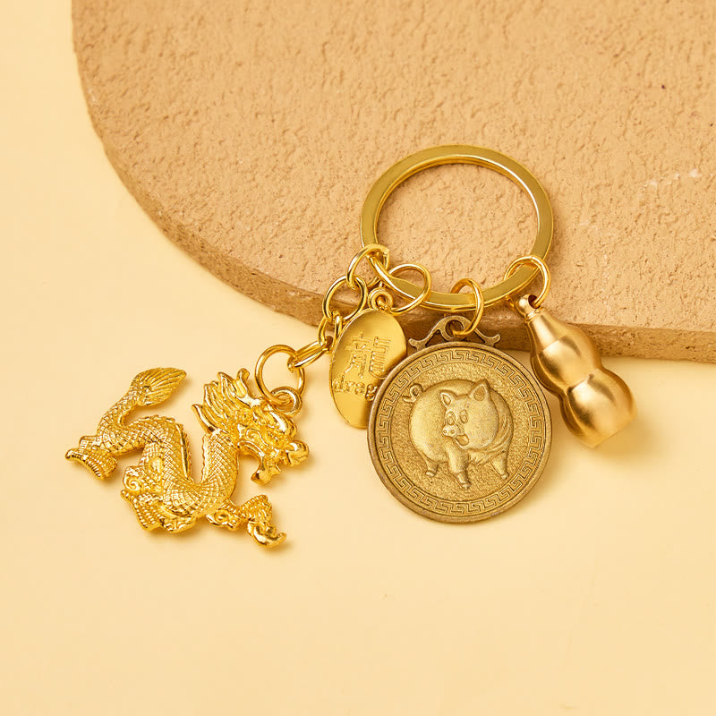 FuAttract Luck Protection & Prosperity Brass Chinese Zodiac Round Plaque Keychain - Pig - image 24