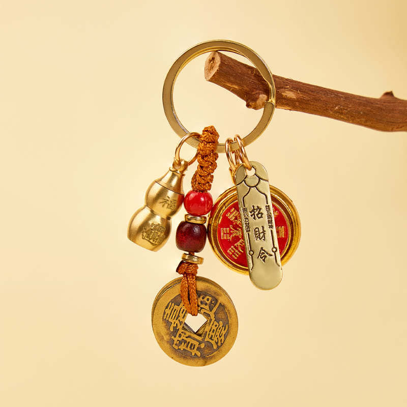 FuAttract Protection & Peace Brass Shan Gui Spinning Five Emperor Coins Calabash Keychain - image 6