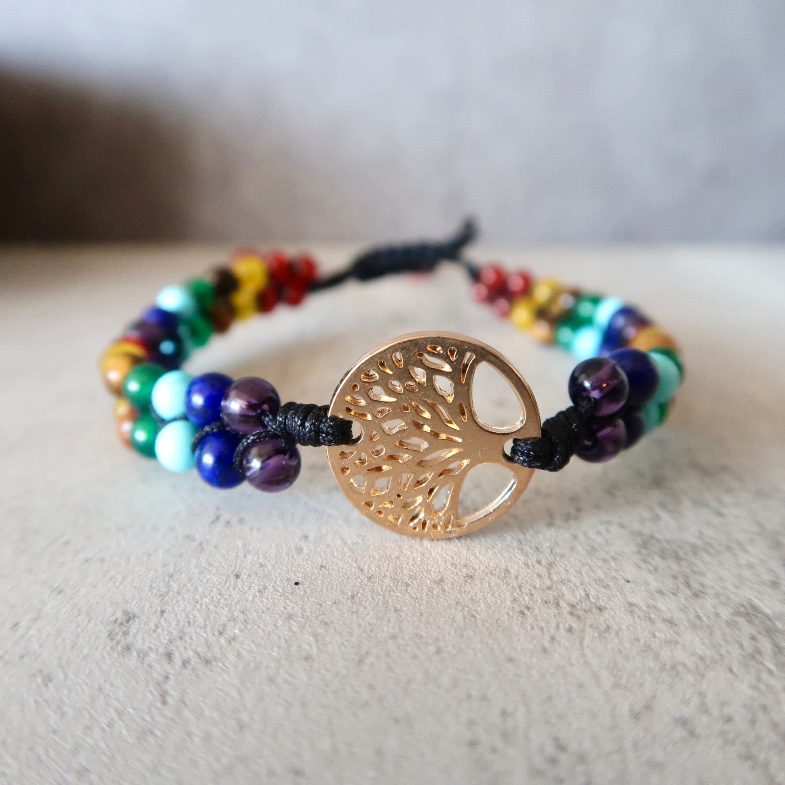 FuAttract Growth Balance & Connection Handmade Woven Tree of Life Bohemian Bracelet - Mixed Color Beads - Golden - image 13