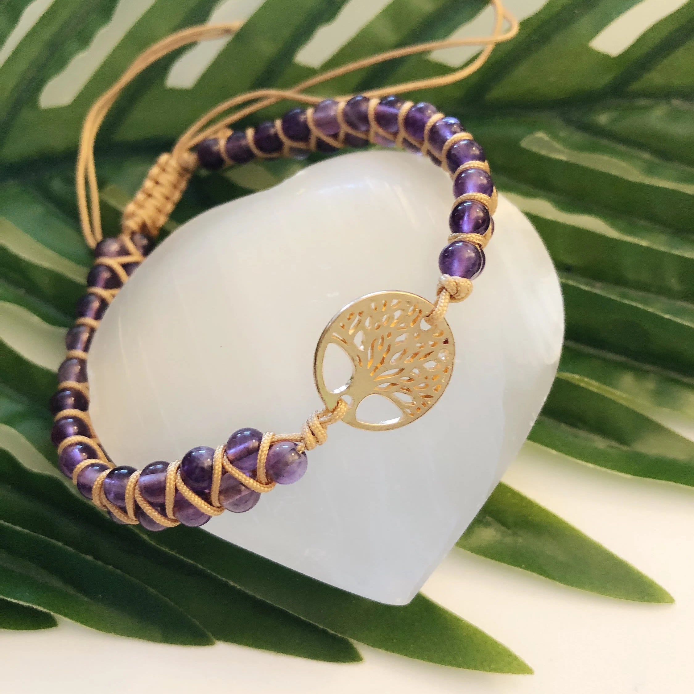 FuAttract Growth Balance & Connection Handmade Woven Tree of Life Bohemian Bracelet - Amethyst - Golden - image 30