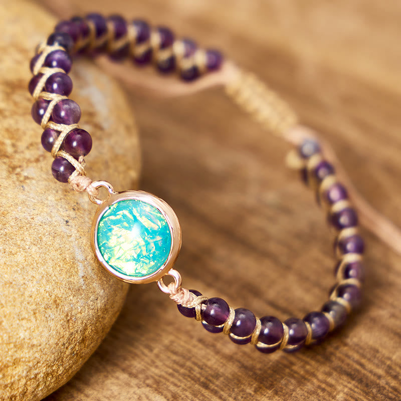 FuAttract Balance Grounding & Protection Natural Opal Amethyst Double Layer Woven Bracelet - Amethyst - image 0