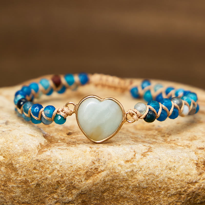 FuAttract Communication Calm & Emotional Balance Amazonite & Sodalite Heart Bracelet - image 2