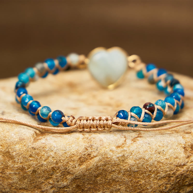 FuAttract Communication Calm & Emotional Balance Amazonite & Sodalite Heart Bracelet - image 3