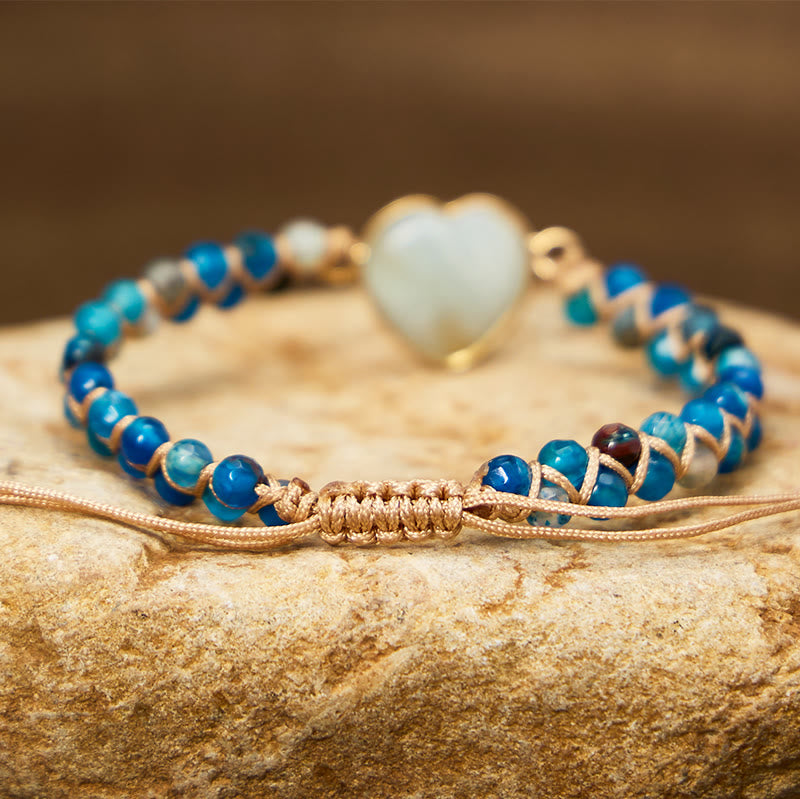 FuAttract Communication Calm & Emotional Balance Amazonite & Sodalite Heart Bracelet - image 3