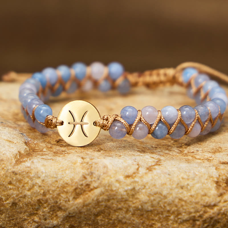 FuAttract Love Connection & Balance Natural Stone Stainless Steel Zodiac Signs Couple Bracelet - Pisces - image 0