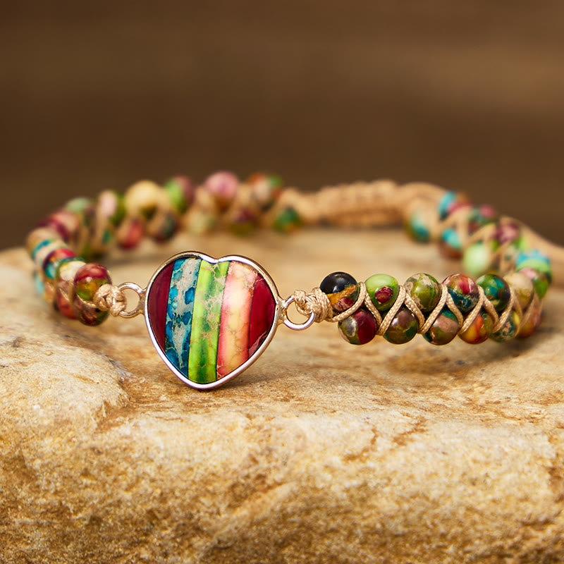 FuAttract Love Harmony & Emotional Balance Natural Rainbow Emperor Stone Heart Bracelet - image 6
