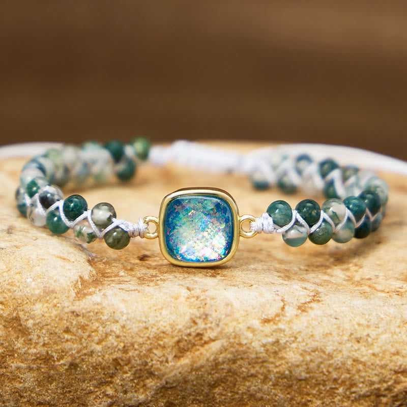 FuAttract Balance Growth & Calm Natural Moss Agate Opal Pendant Bracelet - Moss Agate - image 0