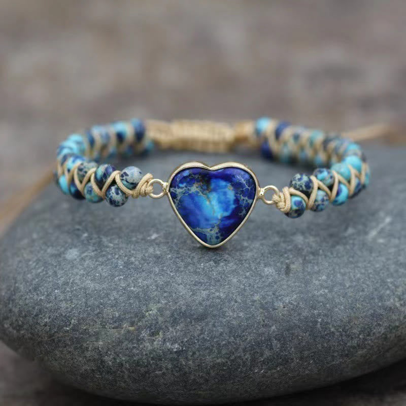 FuAttract Love & Balance Emperor Stone Wishful Heart Bracelet - Floral Blue Beads - image 15