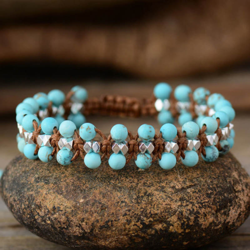 FuAttract Love Confidence & Emotional Balance Natural Rhodonite Wrap Gold Bead Bracelet - Turquoise - image 10