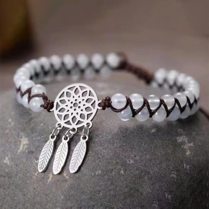 FuAttract Peace Harmony & Calm Natural Amethyst Dreamcatcher Bracelet - Clear Quartz - image 8