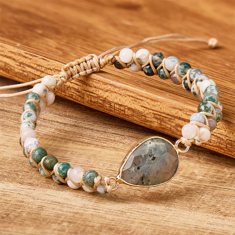 FuAttract Clarity Communication & Growth Natural Tree Agate Teardrop Pendant Bracelet Crystal - image 2