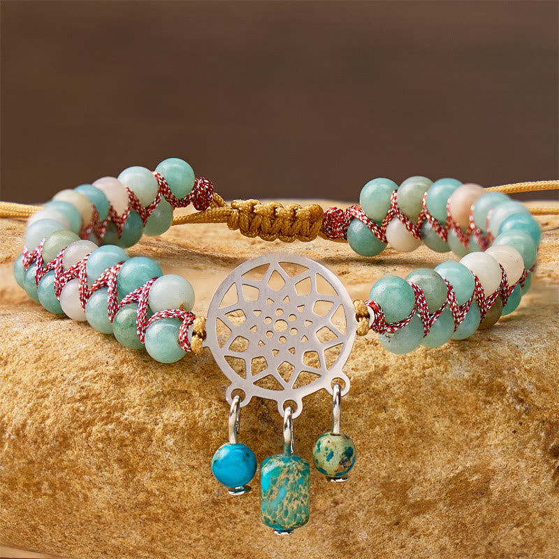 FuAttract Calm Communication & Balance Natural Amazonite Dreamcatcher Bracelet - image 1