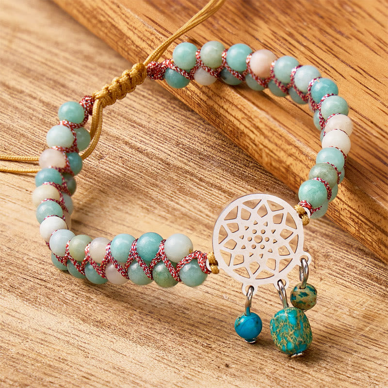 FuAttract Calm Communication & Balance Natural Amazonite Dreamcatcher Bracelet - image 2