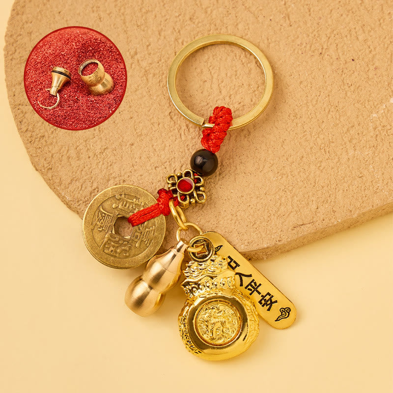 FuAttract Luck Wealth & Protection Chinese Zodiac Fortune Money Bag Car Keychain - Tiger - image 0