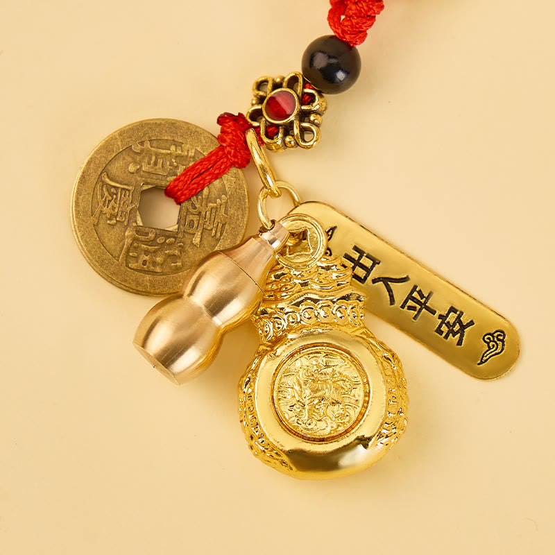 FuAttract Luck Wealth & Protection Chinese Zodiac Fortune Money Bag Car Keychain - image 1