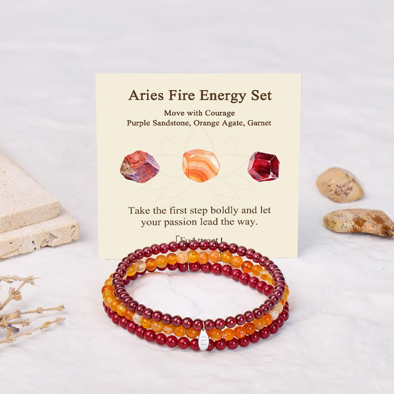FuAttract Courage Confidence & Passion Aries Zodiac Triple Layer Beaded Astrology Bracelet - image 1