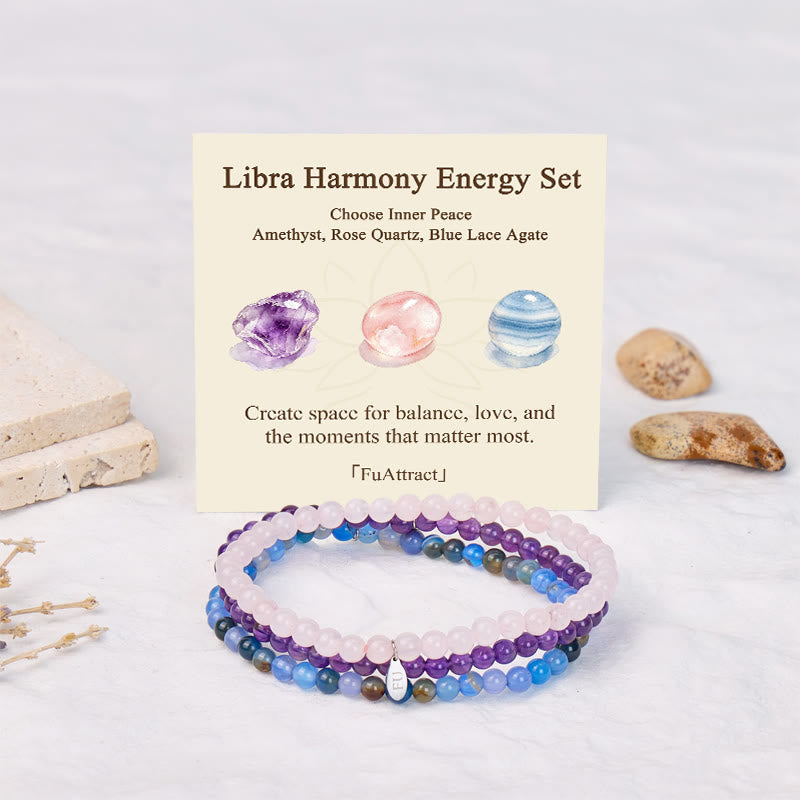 FuAttract Harmony Balance & Inner Peace Libra Zodiac Three Strand Crystal Bracelet - image 1