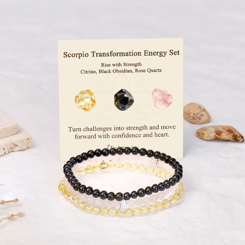 FuAttract Protection Passion & Transformation Scorpio Zodiac Triple Layer Beaded Bracelet Astrology Jewelry Gift - image 1