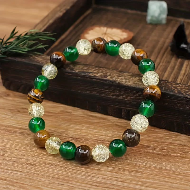 FuAttract Wealth Luck & Confidence Natural Tiger Eye Green Agate Crackle Beaded Bracelet - image 3