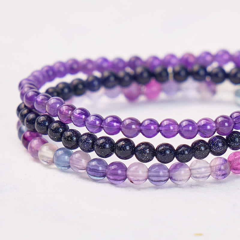 FuAttract Creativity Clarity & Innovation Aquarius Zodiac Three Layer Crystal Beaded Bracelet - image 3