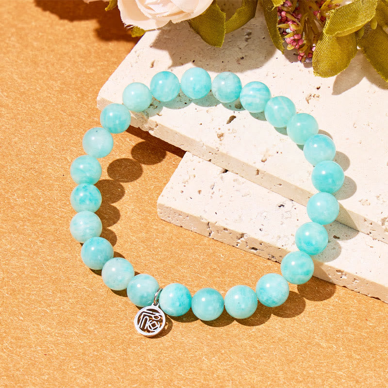 FuAttract Calm Balance & Prosperity Amazonite Fu Symbol Charm Crystal Bracelet - image 3