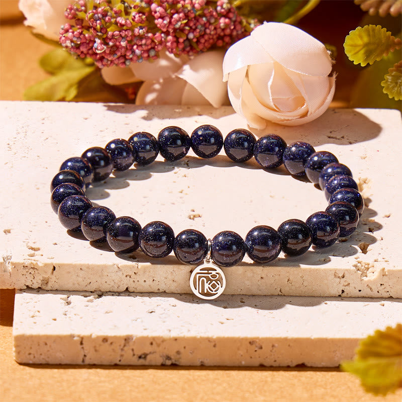 FuAttract Confidence Protection & Prosperity Blue Sandstone Fu Pendant Bracelet - image 1