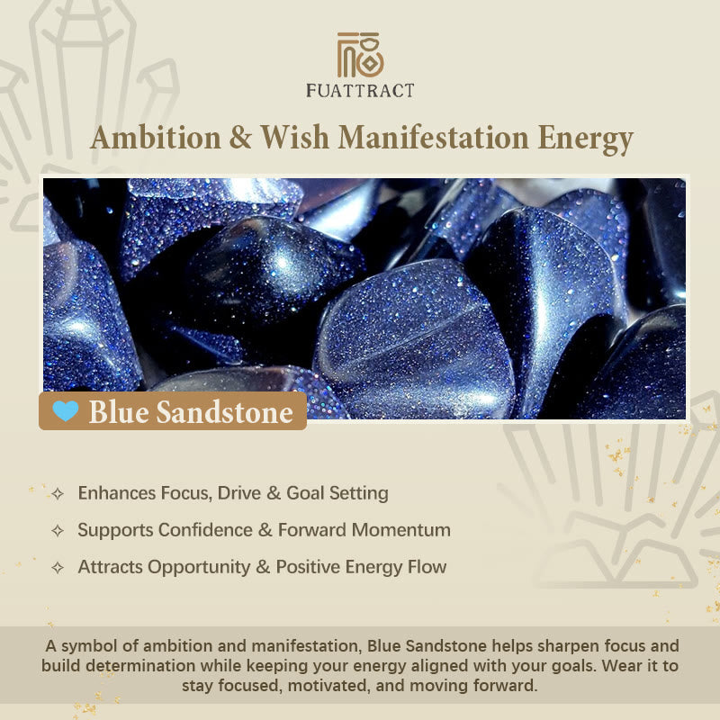FuAttract Confidence Protection & Prosperity Blue Sandstone Fu Pendant Bracelet - image 8