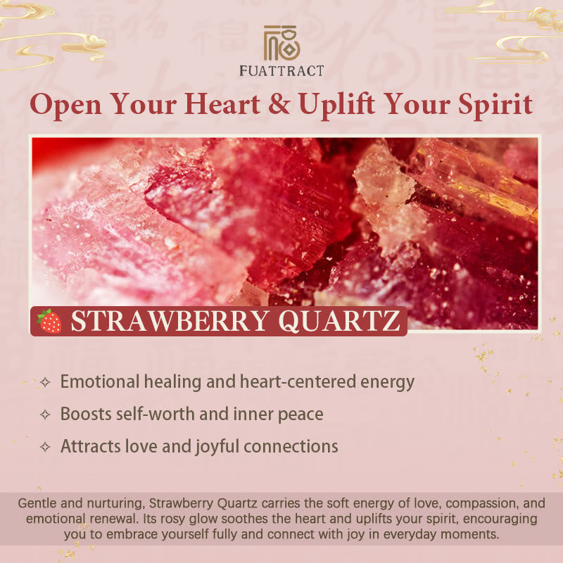 FuAttract Love Romance & Emotional Healing Strawberry Quartz Fu Pendant Bracelet - image 8