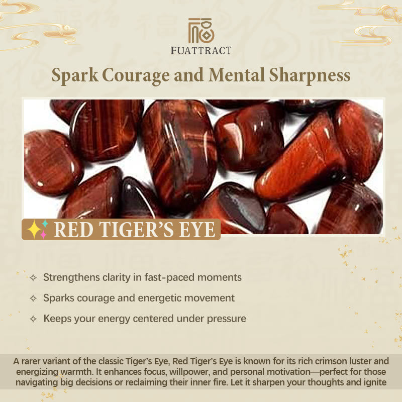 FuAttract Motivation Courage & Good Fortune Red Tiger's Eye Fu Charm Bracelet - image 8