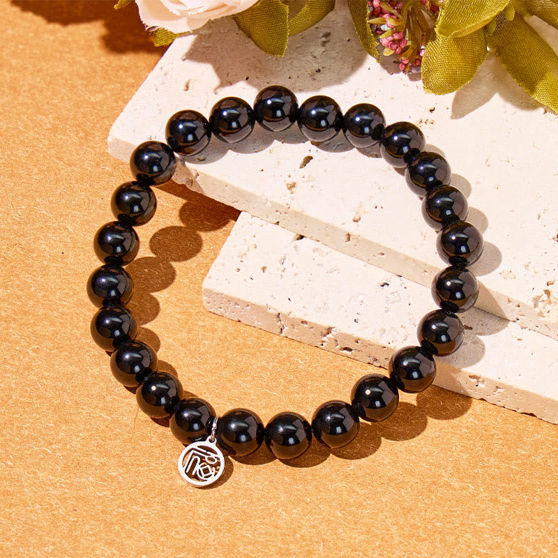 FuAttract Protection Grounding & Prosperity Black Obsidian Fu Pendant Bracelet - image 3