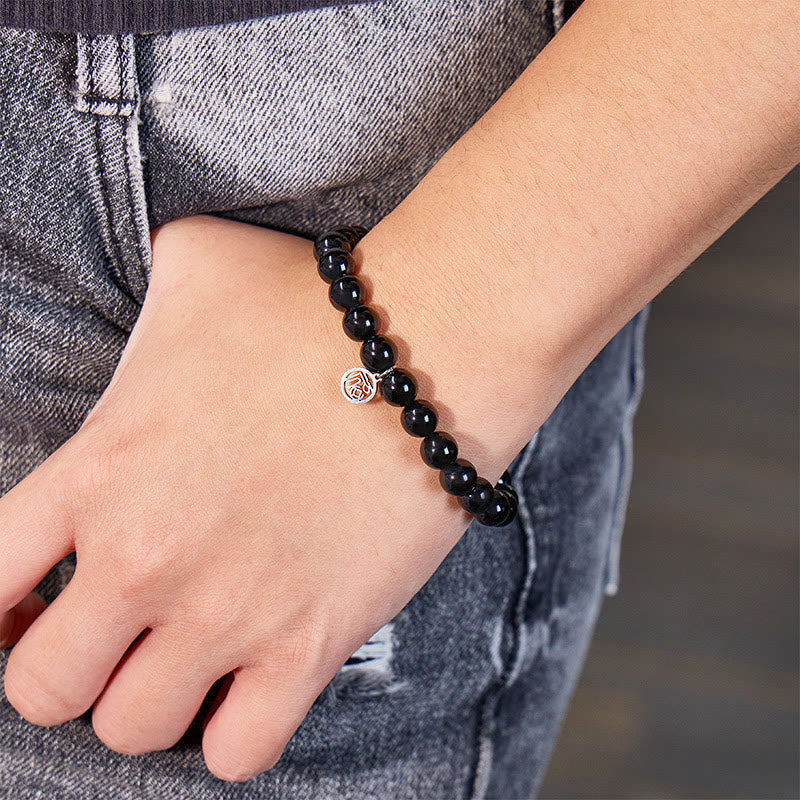 FuAttract Protection Grounding & Prosperity Black Obsidian Fu Pendant Bracelet - image 4
