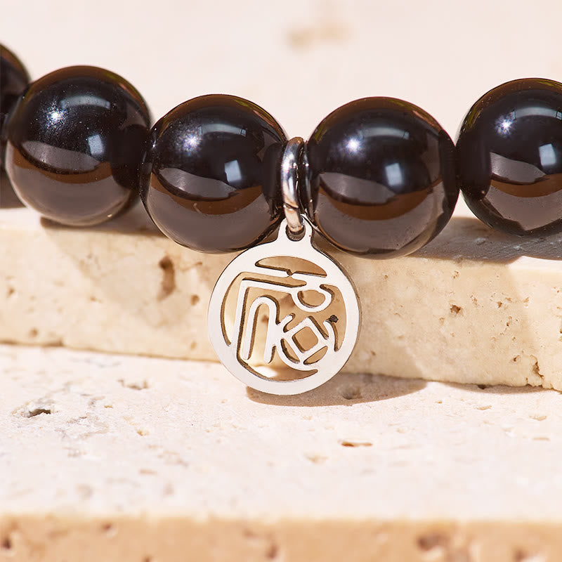 FuAttract Protection Grounding & Prosperity Black Obsidian Fu Pendant Bracelet - image 5