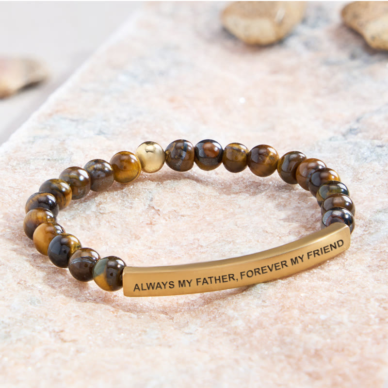 FuAttract Always My Father Forever My Friend Tiger Eye Tube Engraved Bracelet - image 1