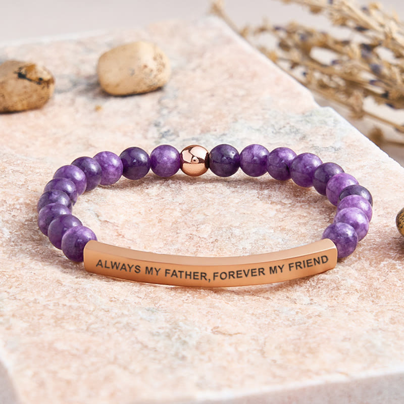 FuAttract Always My Father Forever My Friend Tiger Eye Tube Engraved Bracelet - Amethyst - Rose Gold - image 22