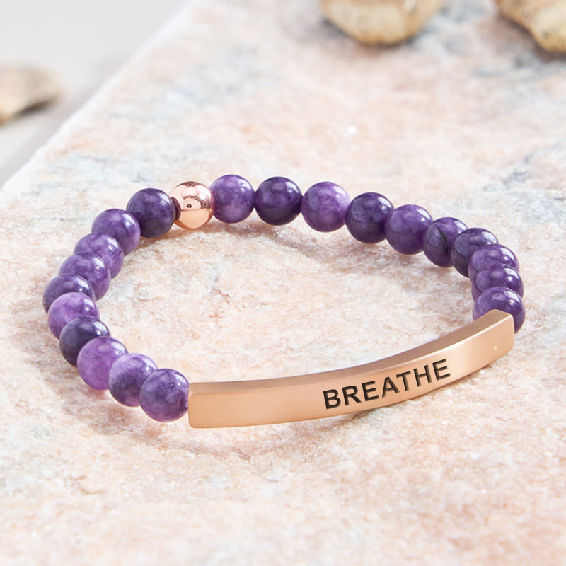 FuAttract Calm & Inner Peace Amethyst Tube Engraved Breathe Bracelet - image 1