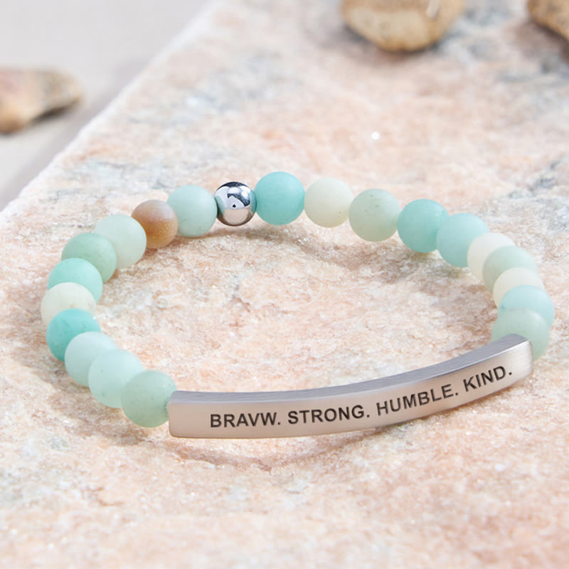 FuAttract Brave Strong Humble Kind Amazonite Tube Engraved Bracelet - image 1