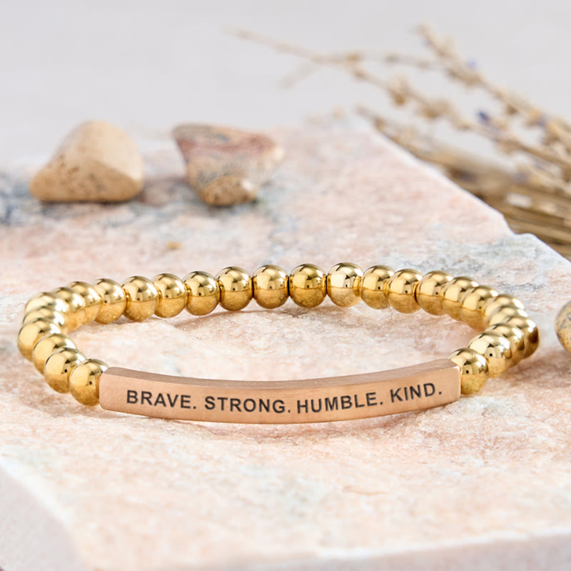 FuAttract Brave Strong Humble Kind Amazonite Tube Engraved Bracelet - Stainless Steel - Rose Gold - image 18