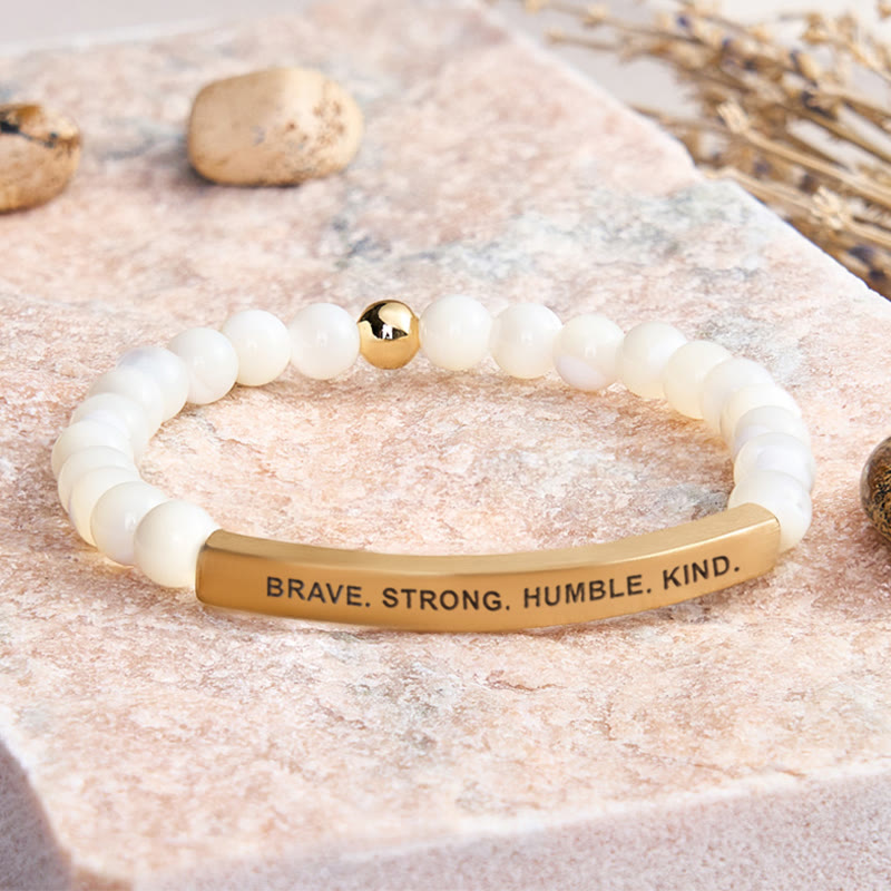 FuAttract Brave Strong Humble Kind Amazonite Tube Engraved Bracelet - Moonstone - Gold - image 39