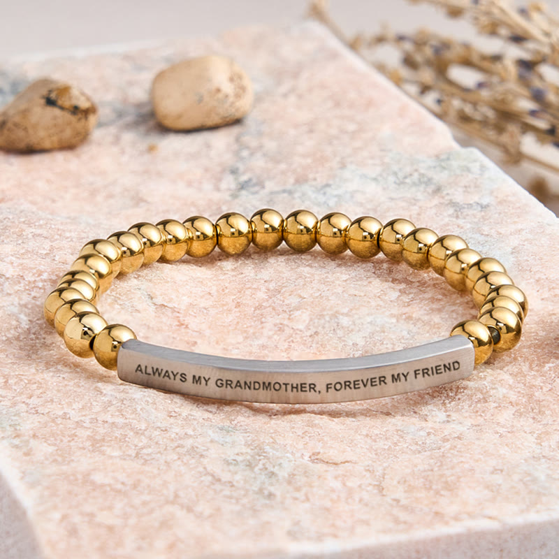FuAttract Always My Grandmother Forever My Friend Amazonite Tube Engraved Bracelet - Stainless Steel - Silver - image 20