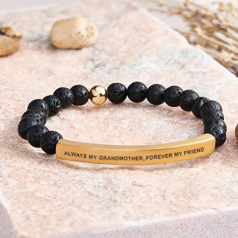 FuAttract Always My Grandmother Forever My Friend Amazonite Tube Engraved Bracelet - Lava Rock - Gold - image 51