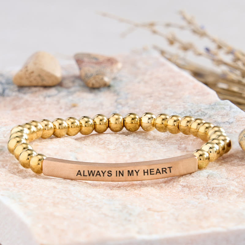 FuAttract Love & Healing Strawberry Quartz Tube Engraved Always In My Heart Bracelet - Stainless Steel - Rose Gold - image 21