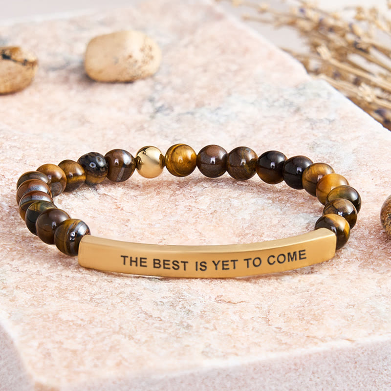 FuAttract The Best Is Yet To Come Sunstone Tube Engraved Hope Bracelet - Tiger's Eye - Gold - image 14