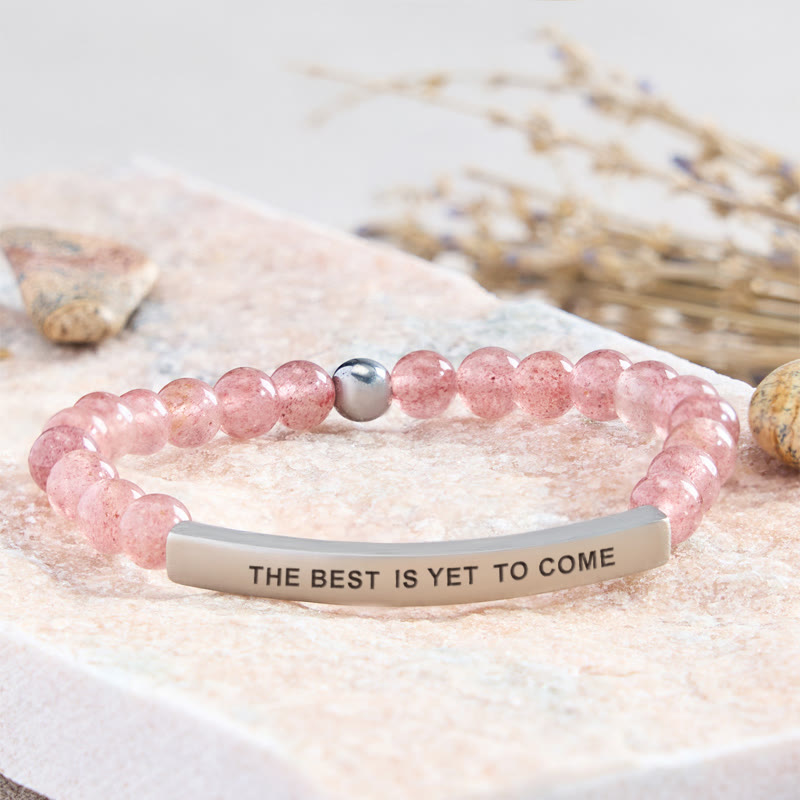 FuAttract The Best Is Yet To Come Sunstone Tube Engraved Hope Bracelet - Strawberry Quartz - Silver - image 31