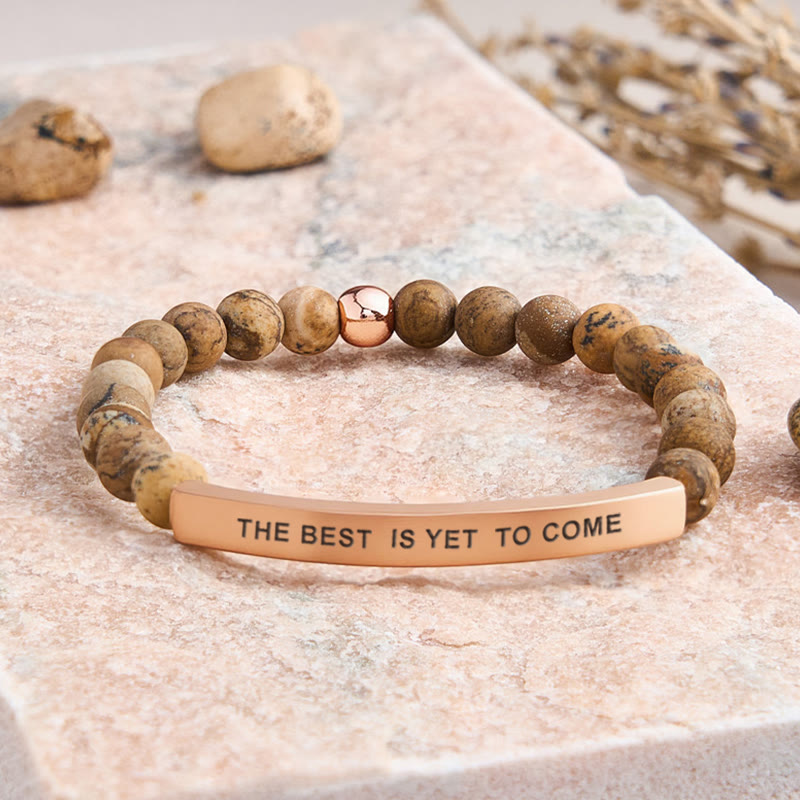 FuAttract The Best Is Yet To Come Sunstone Tube Engraved Hope Bracelet - Picture Jasper - Rose Gold - image 41